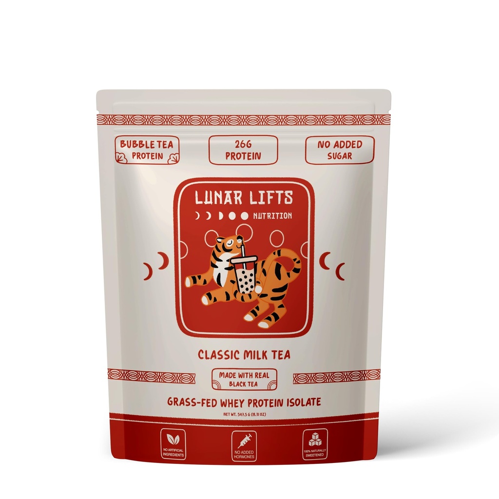 Nutrition Lifts Lunar Classic Milk Tea Boba Protein Powder 124; Whiy Protein Isolate 14; 26g Grass Fed Whey Protein Powder; Tidak Ada Ditambahkan Gula atau Artificial Ingredices 124; Bubble Tea