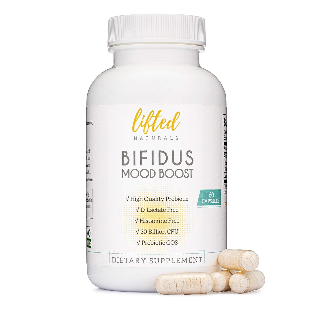 30 Milyar CFU - Bifidus Mood Supplement w / pregnant & progres for Women and Men - Mood & Diffic Support - Histamine Free - Natural Mood Boost - 60 Days Suppply, Non-GMO