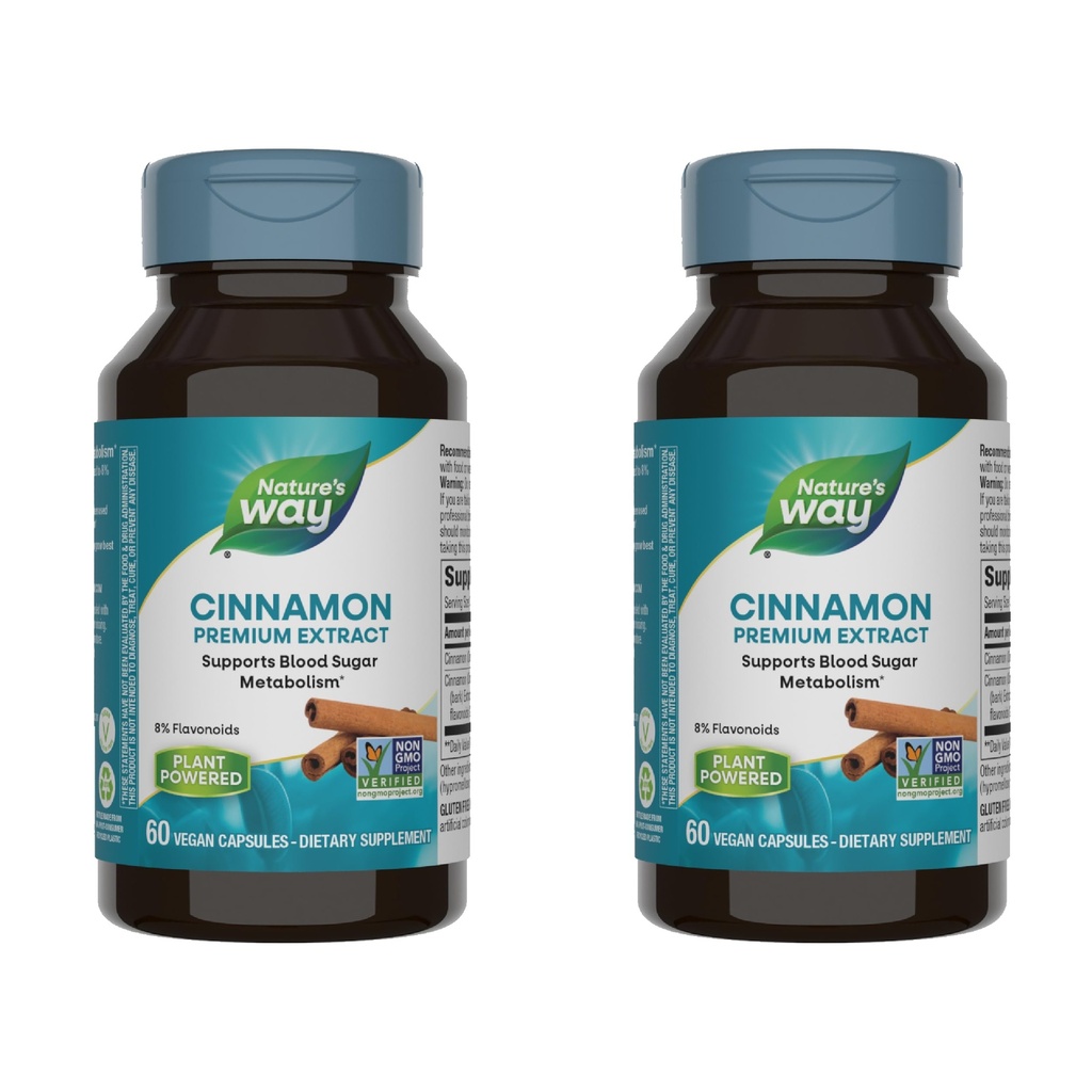 Nature 's Way Premium Extract Cinnamon Standardied to 8% Flavonoid 60 Vcaps (Paket 2)