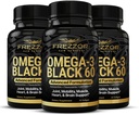 FREZZOR Omega 3 Black for Joint Care & Comfort - New Zealand Green Lipped Mussel Oil Capsules; 53x Higher Potency with UAF1000 + Super Antioksidant, No Fishy Aftertaste, 60 Count (Paket 3)