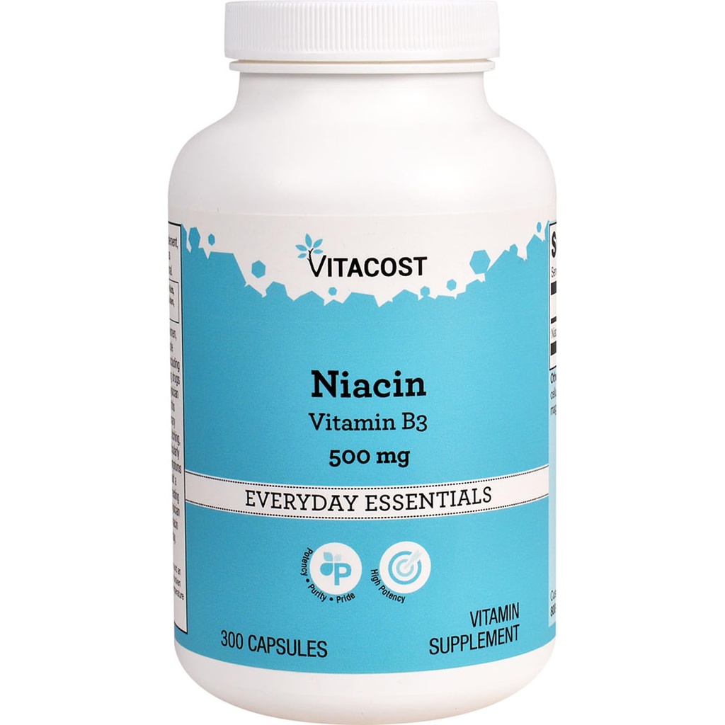 Vitacost Niasin (Vitamin B-3) - 500 mg - 300 Capsules
