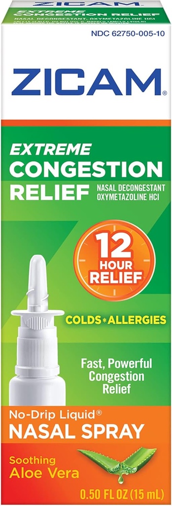 Zicam Extreme Contraffic Relief No- Drip Liquid Nasal Spray dengan Soothing Aloe Vera, 0.5 Ounce (Paket 2)