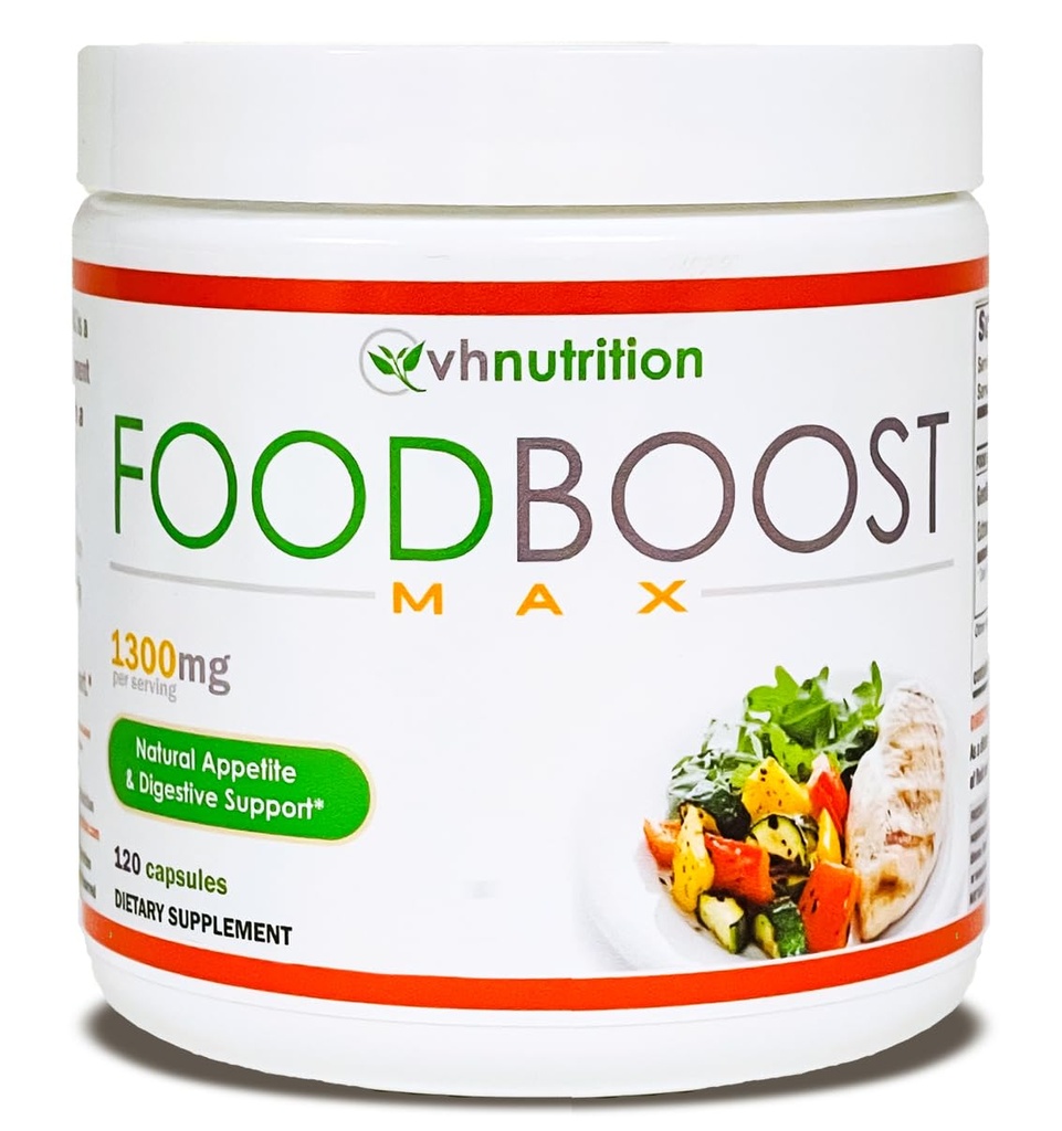 VH Nutrition 124; FoodBoost MAX 124; 1300mg Appetit Stimulant * Weight Gain Pills * for Men and Women 124; Formulasi dengan Cherian, Turmuric, Fennel 124; 120 Capsules
