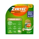 Zyrtec 24 Hour Relief Liquid Gels, Antihistamin Capsules dengan Cetirizine HCI Medicine for All-Day Relief from Runny Nose, Sneezing, Itchy Eyes & More, 12 Count