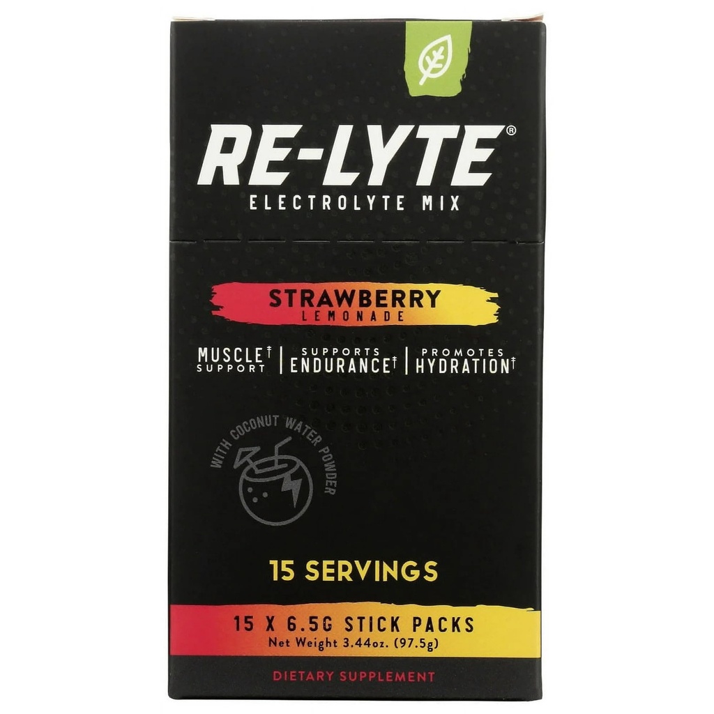 RELYTE RE- Lyte Electrolite Minum Mix Strawberry Lemonade 15 Paket 3.44 oz.