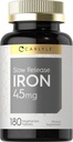 Carlyle Low Lease Iron 45 mg 124; 180 Tablets 126; Ferrous Sulfate Mineral Sueral Suplemen 124; untuk Pria & Women 124; Vegetarian, Non-GMO, dan Gluten Free Formula