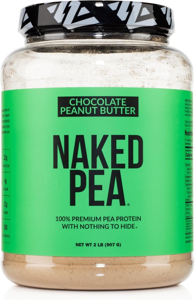 Naked Pea - Chocolate Peanut Butter Protein dari US & Canadian Farms, Organic Cococoa, Organic Coconut Sugar - No GMO, No Soy, and Gluten Free, Aid Growth and Recovery - 21 Servings
