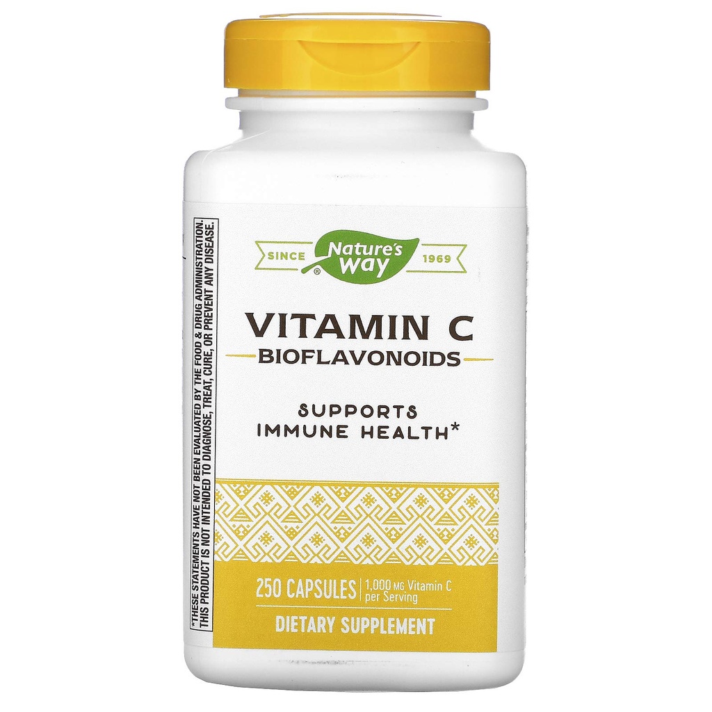 Nature 's Way Vitamin C dengan Bioflavonoid, Dukungan Imune *, Potamin C Tinggi per 2 - kapsul melayani, Promotes Collagen *, 1.000 mg per 2- Capsule Serving, 250 Capsules (Packaging May Vary)