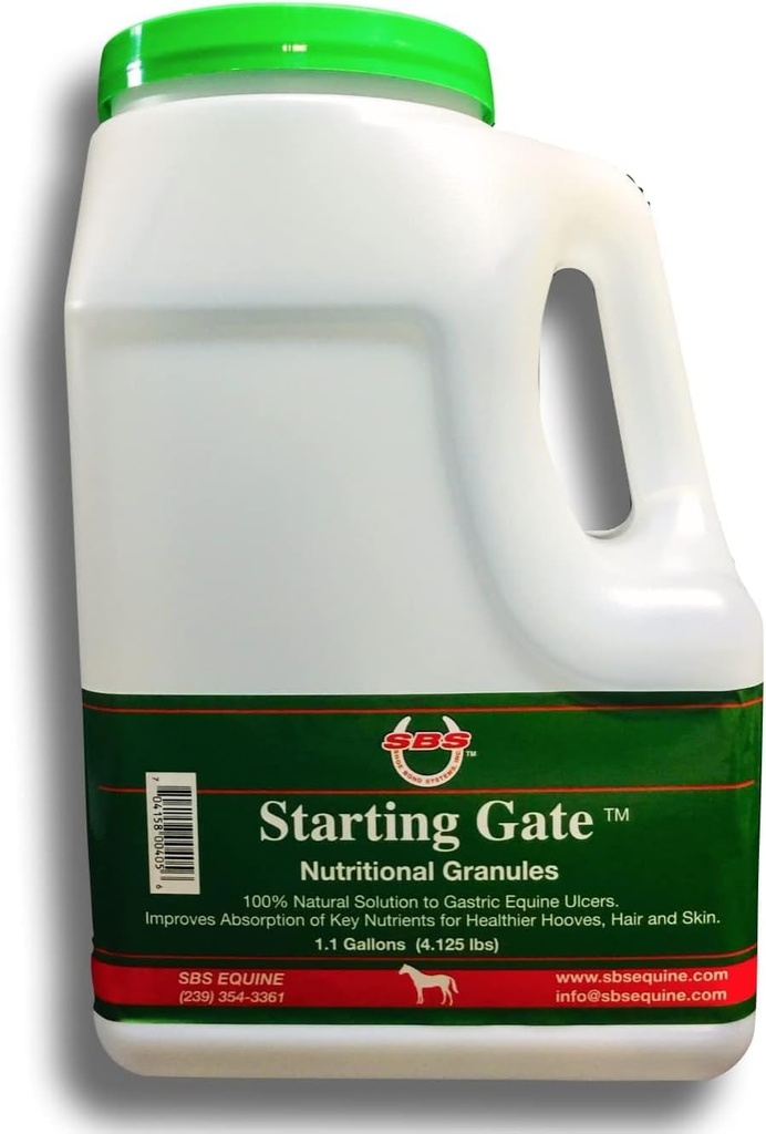 SBS Equine Starting Gate Granules - Horse Stomach Ulcer Treatment & Ulcer Relief, Suplemen Kuda Formula Scoop untuk Feap, Perfect Prep sebagai Rambut, Skin & Hoof Suplemen (1.1 Gallon)