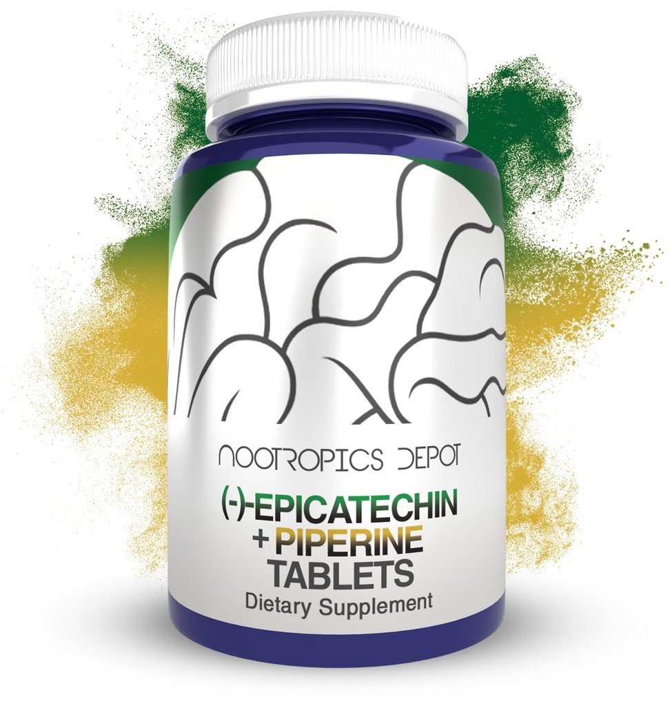 Nootropics Depot Epicatchin Tablets 126; 200mg (200mg) epicatechin + 6mg Piperine untuk Bioavability; Green Tea Extract 124; Promotes Muscle Mass, Cardiovascular Health, dan Energy 124; 30 Count
