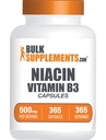 BulkSuplements.com Niacin Kapsul - Suplemen Niasin, Vitamin B3 - Gluten Bebas, 1 Capsule per Serving, 365 Capsules (Paket 1)
