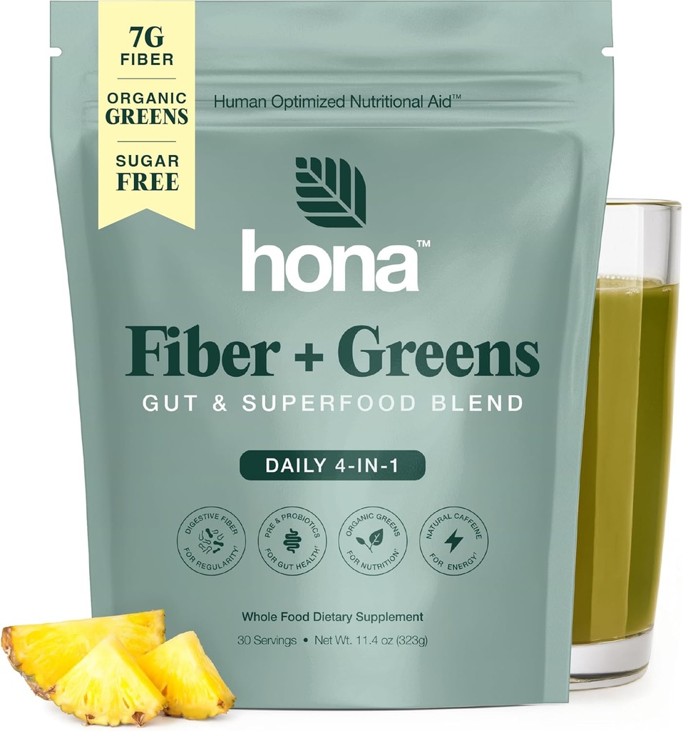 Gut & Superfood Blend, Greens Powder with Prepouder, Progories, Fiber & Natural Caffeine, Gluten Free, Sugar Free, Dairy Free, Vegan Non GMO Greens Superfood Powder, 30 Srvgs
