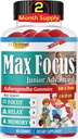 Max Focus Junior - Anak-anak Fokus & Calm Gummies 124; Calming & Attention Support for Children & Teens with Ashwagandha 124; Brain Vitamins 124; Vegan, Non-GMO, 60 Gummies