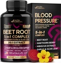 Suplemen Dukungan Tekanan Darah Sehat untuk Jantung & Sirkulasi - dengan Hawthorn Berry, Hibiscus & Garlic - Nitric Oxide for Energy - Dibuat di USA, 120 Capsules
