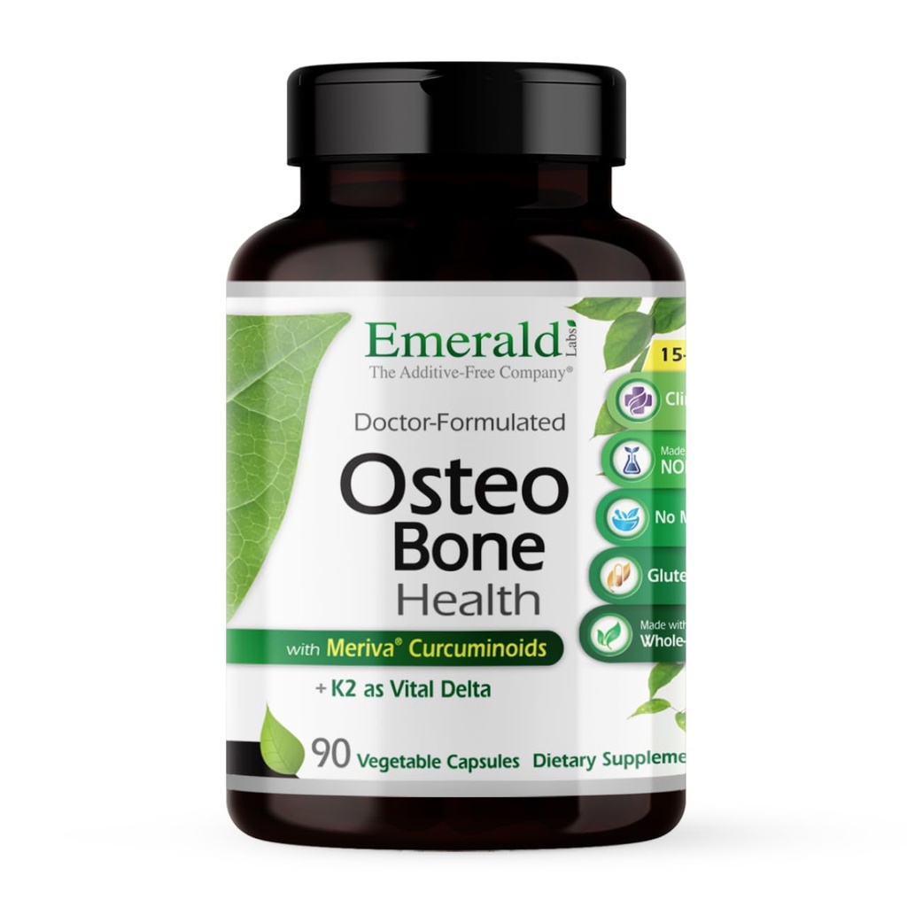 EMERALD LABS Osteo Bone Health - Imune Support & Bone & Joint Suplement with Vitamin D3, K2, Kalsium, Magnesium, OptimM, Meriva Phyto ome & More - 90 Vegetable Capsules