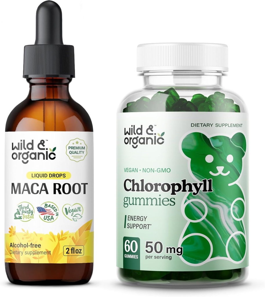 Wild & Organic Maca Root Ticture 2 fl oz & Chlorophyll Gummies