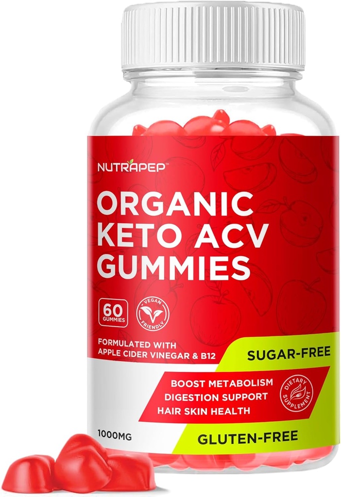 Komplotan Organ Keto ACV - Gluten- Free & Sugar-Free Apple Cider Tambahan untuk Pria Perempuan (100MG)