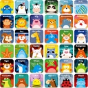 Hebayy 36 Pair Animals Matching Game Cartoon Flash Cards Terhapus (72 PC, Setiap Ukuran 2 "X 2")