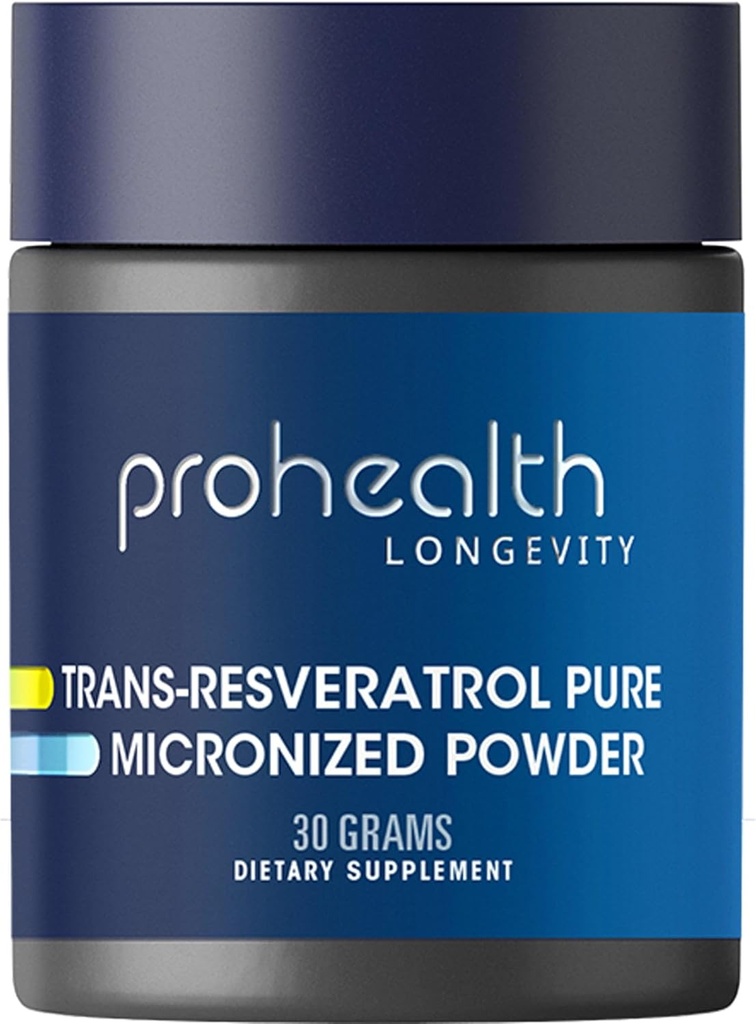 ProHealth Longevity Micronized Trans Resveratrol 30 Grams - 98% Pure Farmasi Tingkat, 1000 mg per Scoop, Absorpsi Superior dan Bioavability