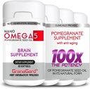 Suplemen Otak (4-Month) dengan Anti Aging, Pil Memory, Tambahan Omega 5 Pometate, 4 Botol 60ct Masing-masing