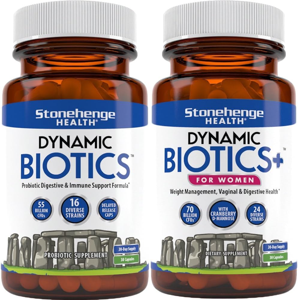 Stonehenge Health Dynamic Biotics + Dynamic Biotics + for Women Propoletic Bundle Suplemen untuk Mendukung Kesehatan Digetical & Feminine
