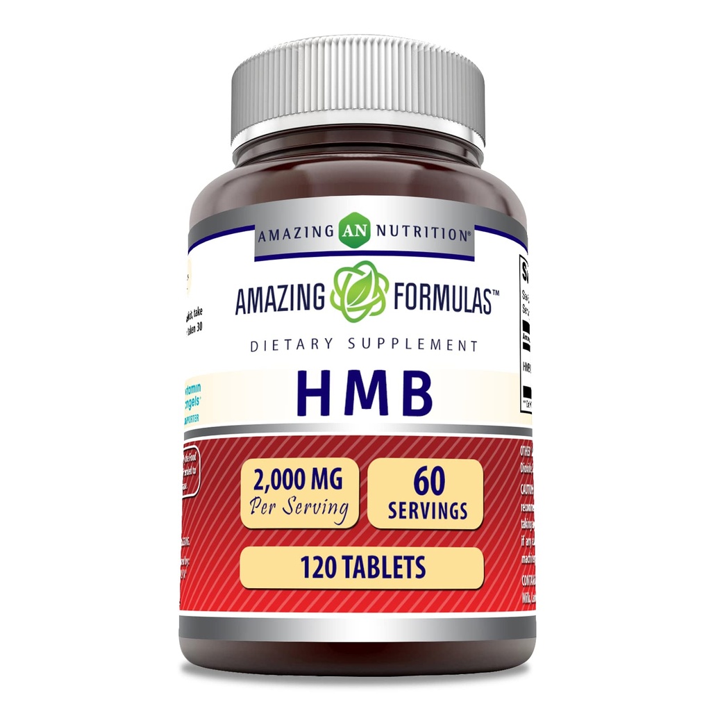 Amazing Formulas HMB (Beta- Hydroxy Beta- Methylbutyrate) Suplemen 124; 2000 Mg Per Serving 14; 120 Tablets Atter4; Non-GMO 124; Gluten Free 124; Dibuat di AS