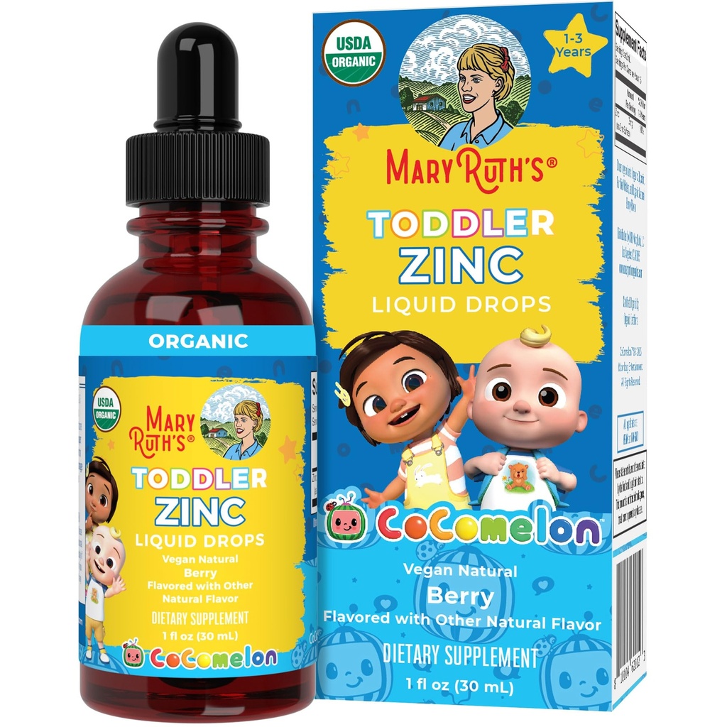 MaryRuth Organics Kocomelon Toddler Zinc 124; Sugar Free Expane 124; USDA Organic 124; Anak-anak Zinc Sulfate untuk Ages 1-3; Dukungan Ammune untuk Anak-anak 124; Vegan 124; Non-GMO 124; Glten Free 124; 1 FI Oz