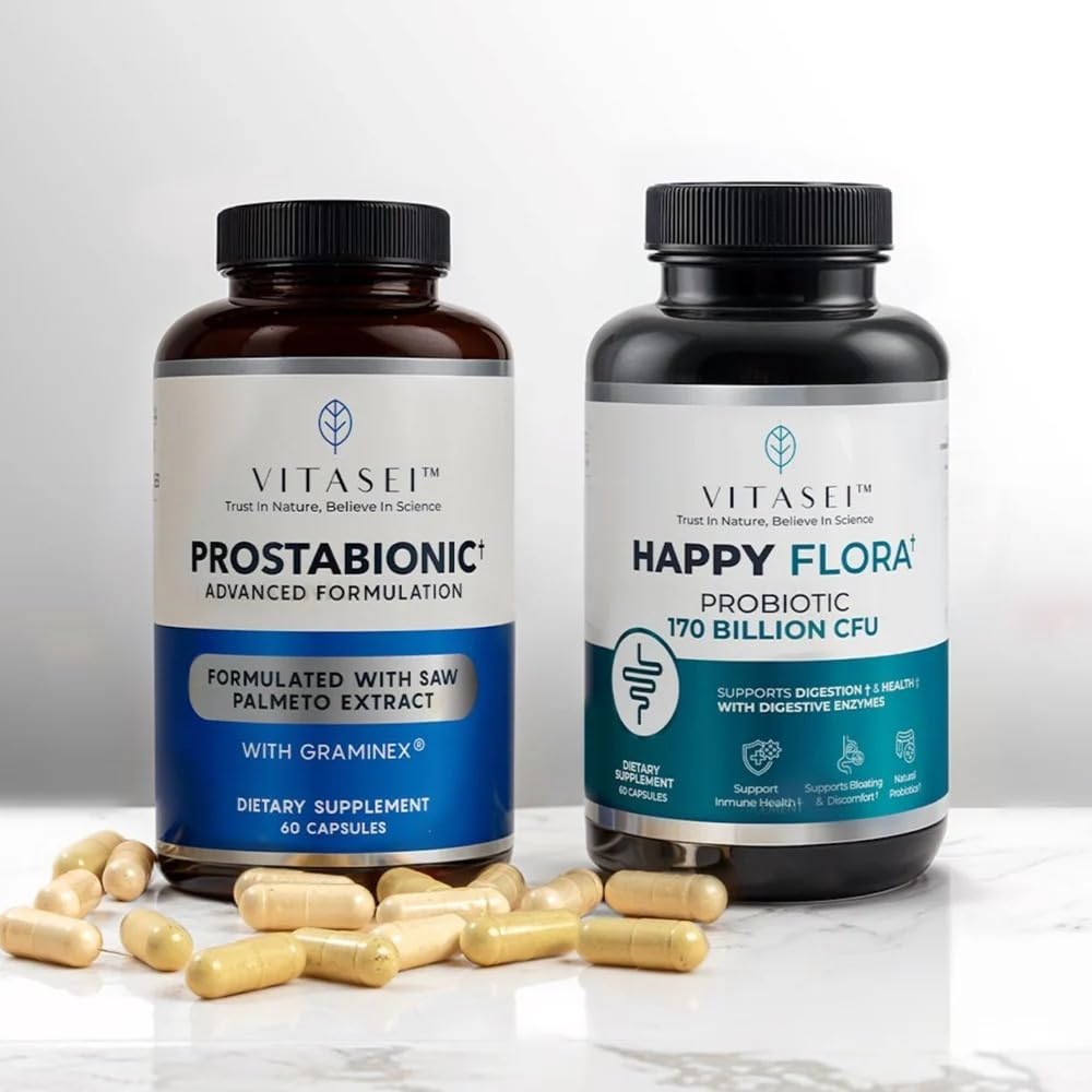 Probiotik VITASEl Men & Prostate Health Bundle - Happy Flora for Gut Health & Prostabionic for Prostate Support - Digetical Saldo & Prostat Comfort