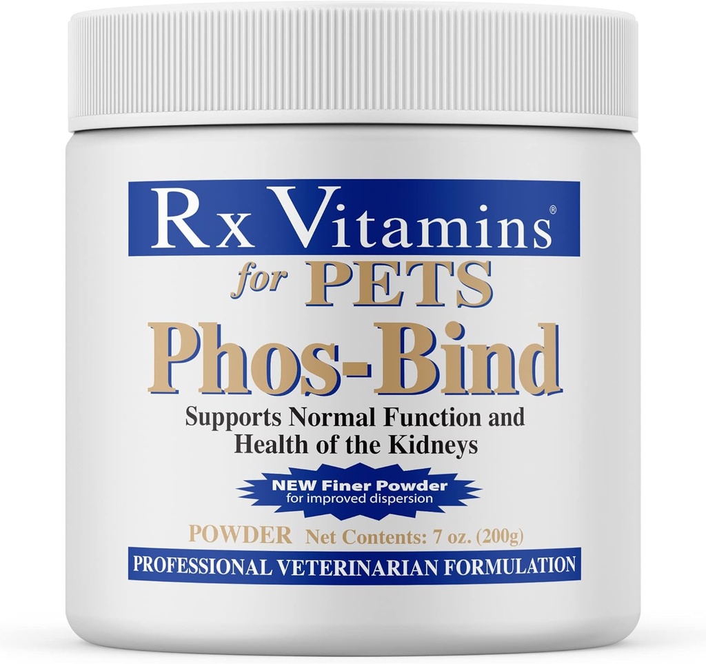 Rx Vitamin Phos- Bind - Ginjal Dukungan Powder - Poshhate Binder untuk Cats & Dogs for Ginjal Kesehatan - Mendukung Normal Ginjal Cleanse dan Essider Ginney Care - 200g