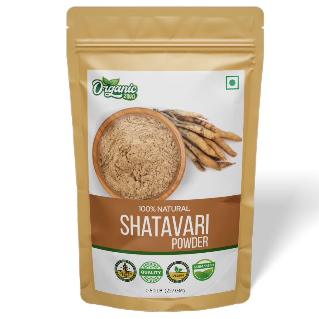 ORGANIC ZING Shatavari Powder Ekstrak dari Asparagus racemous Benefy untuk Kesehatan Perempuan - 8 oz (227 gma) Paket 1