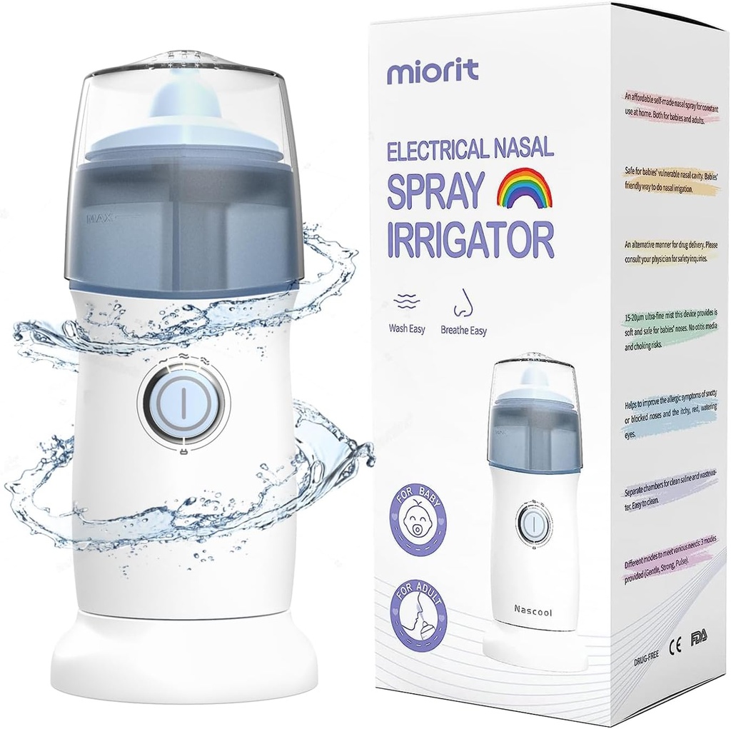 Nasal Irrigator dengan Gental Spray - Ultra Fine Mist - Irrigation for Sinus Relief - Nose Cleaner Aspirator System - Waterproof