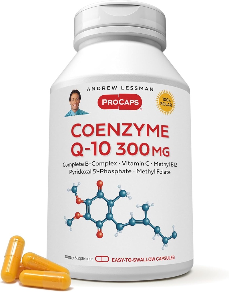ANDREW LESSMAN Koenzim Q-10 300 mg 120 Capsules - Escalyption for Energy Production and Optimum Key Organ, Anti- Oxidant Dukungan, Ditentukan oleh Penuaan, Plus B-Complex. Mudah untuk menelan Kapsul