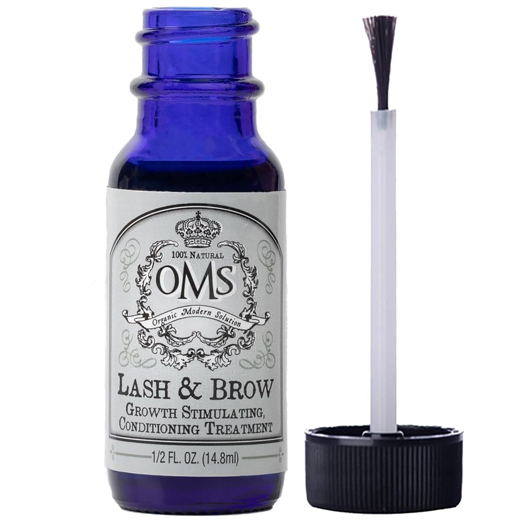 OMS Natural Eyelash Growth Serum - Premium Eyelash Mengaktifkan Formula Mula dengan Castor & Batana Oil Organik - thicker, Longer Lashes dan Eyebrows dalam 5 Minggu, 8- 12 Bulan Suppply - dibuat di USA (15ml)