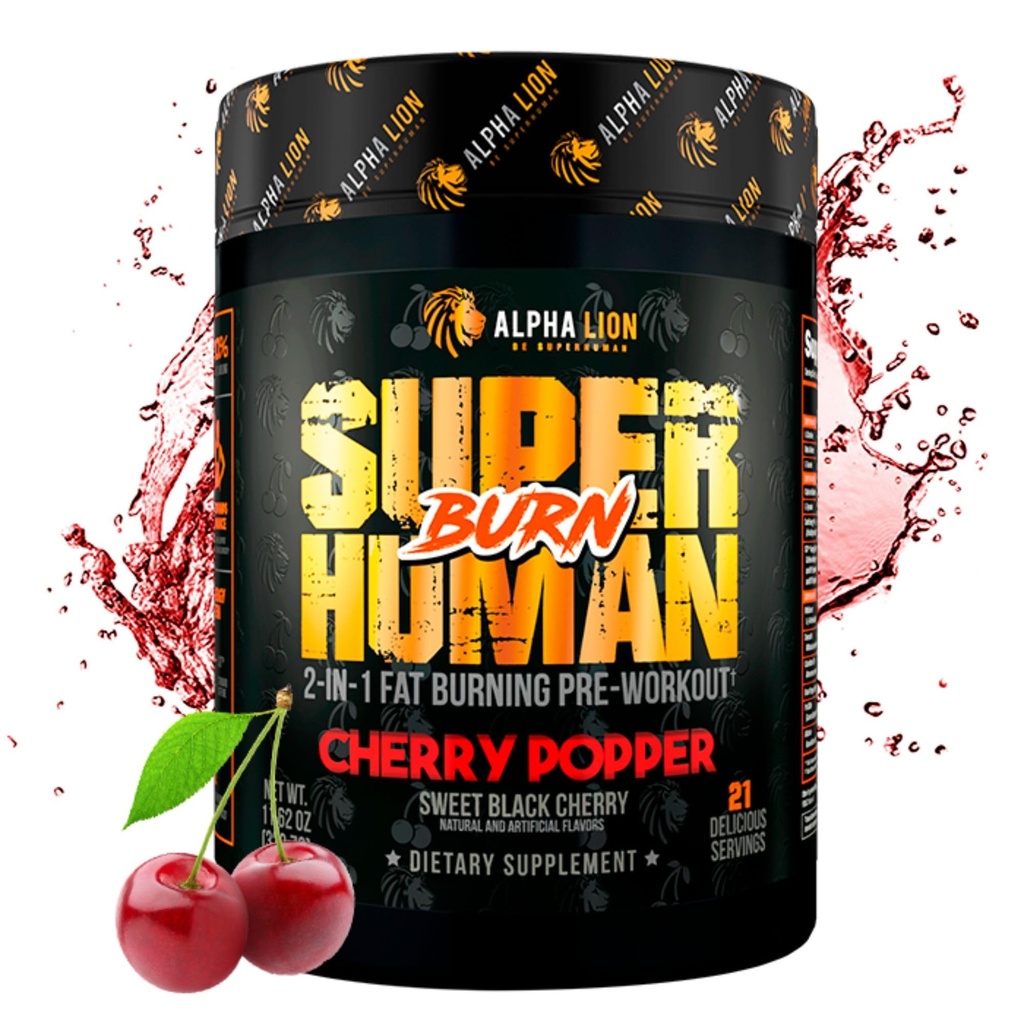 ALPHA LION Superhuman Burn- 2 dalam 1 Metabolism Booster Pre Workout dan Thermogenic Fat Burner for Men - Appetite Suppresant dan Weight Los Suppplemen (21 Pelayan, Sweet Black Cherry Flavor)