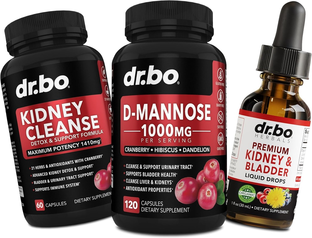 Ginney Cleanse & D Mannose Suplemen - Ginney Detox & Bladder Dukungan Obat Obat Cair, D-Mannose 500mg Capsules - DMannose Cranberry, Dukung Kidneys, Kesehatan Traktur Urin & Uriner