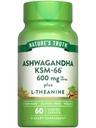 Alam Kebenaran KSM-66 Ashwagandha 124; 60 Caplet 124; dengan L-Theanine 124; Vegan, Non-GMO, & Gluten Free Suplemen
