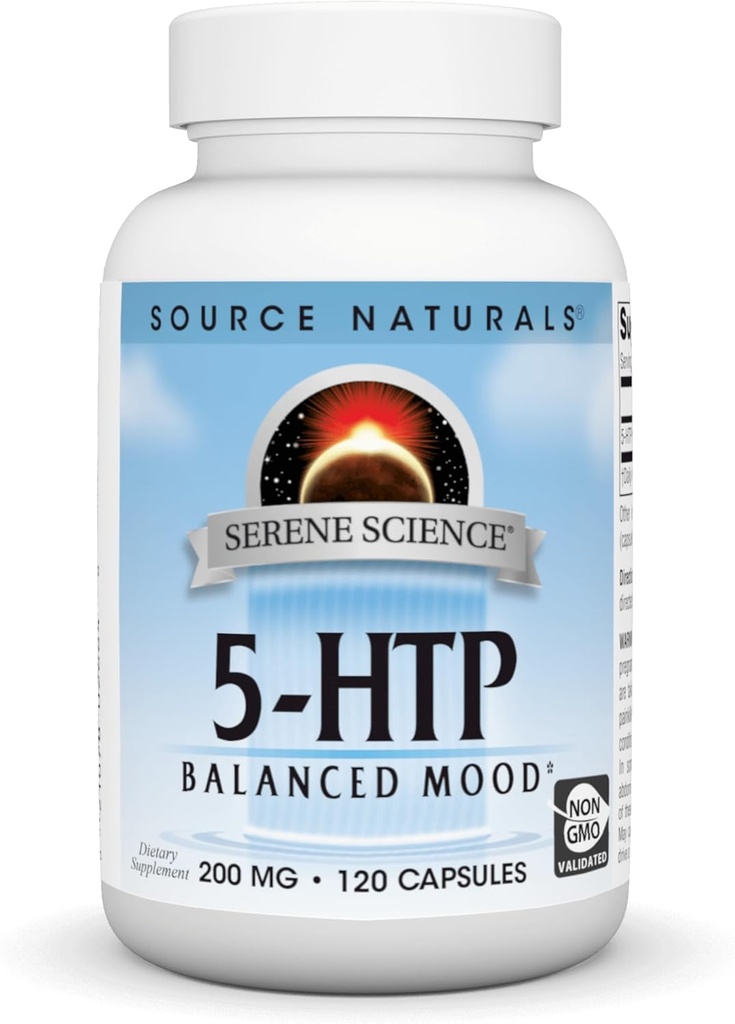 Sumber Ilmu Serene Science 5- HTP, Balanced Mood *, Tambahan Diet Non- GMO, 200 mg - 120 Capsules