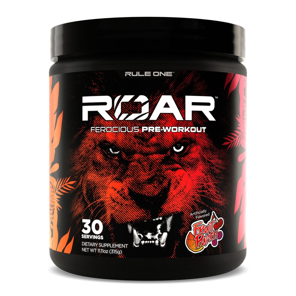 Aturan 1 R1 Roar - Pre-Workout Powder dengan Creatine, Beta- Alanine, Citrulline, Electrolite & Caffeine (30 Hamba, Fruit Punch)