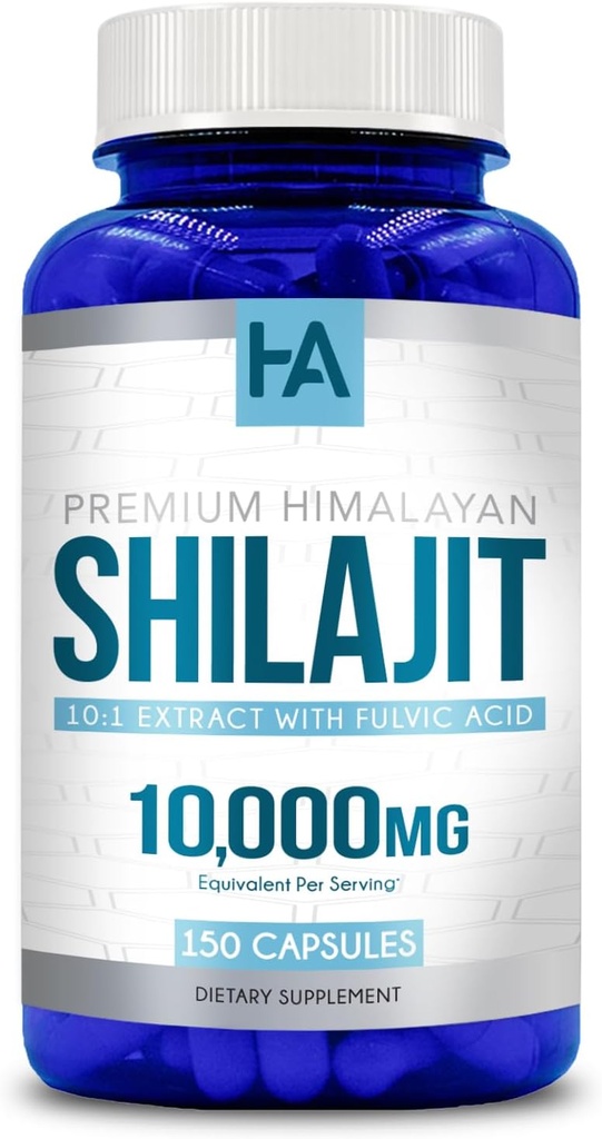 Ekstra Kekuatan Shilajit Capsules 124; Taste Free Shilajit for Men & Women 10000mg Equality Dengan perjalanan alami Track Mincurring dan Fulvic Accid 124; Vegan Nor-GMO & dibuat dalam CGMP Labs (150 Pelayan)
