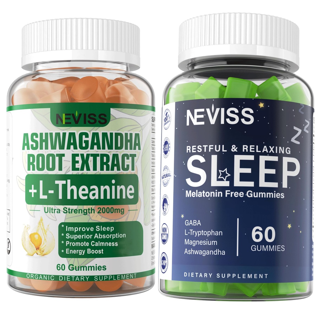 NEVISS Melonasin Free Sleep Gummies + Ashwagandha Gummies 2000mg