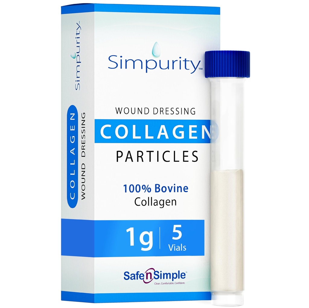 Pembekuan Berbahan Dressing - Kotak Powder Vial 1g, 5 Pack - Weund Healing Suplemen dalam Vials - Healing Collagen Dressing for Wounds - Powder Collagen Weund Healing Suplemen