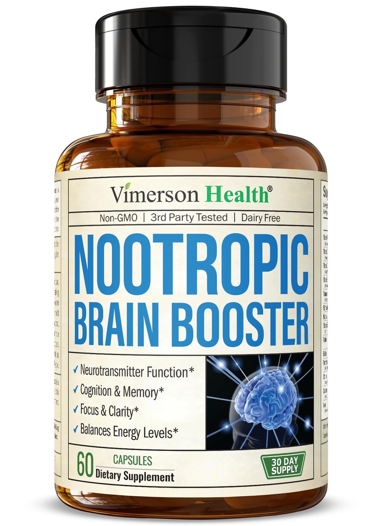 Tambahan Otak Nootropics - Nootropic Brain Booster untuk Peningkatan Fokus, Konsentrasi & Memori. Otak Nootropic untuk Kesehatan Otak, Dukungan & Energi Mood. Bukan. Dibuat di Amerika Serikat. 60 Capsules