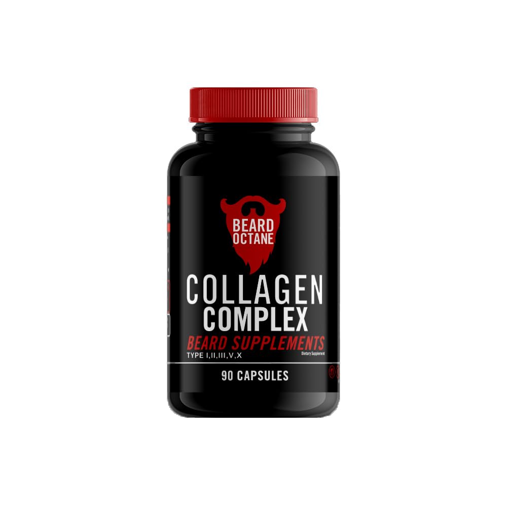 Beard Octane Collagen - Beard Growth Multivitamin - 30- Day Supply-Healthy, Strong, Faster, Thick Beard Growth Vitamin Suplemen - Dibuat di USA