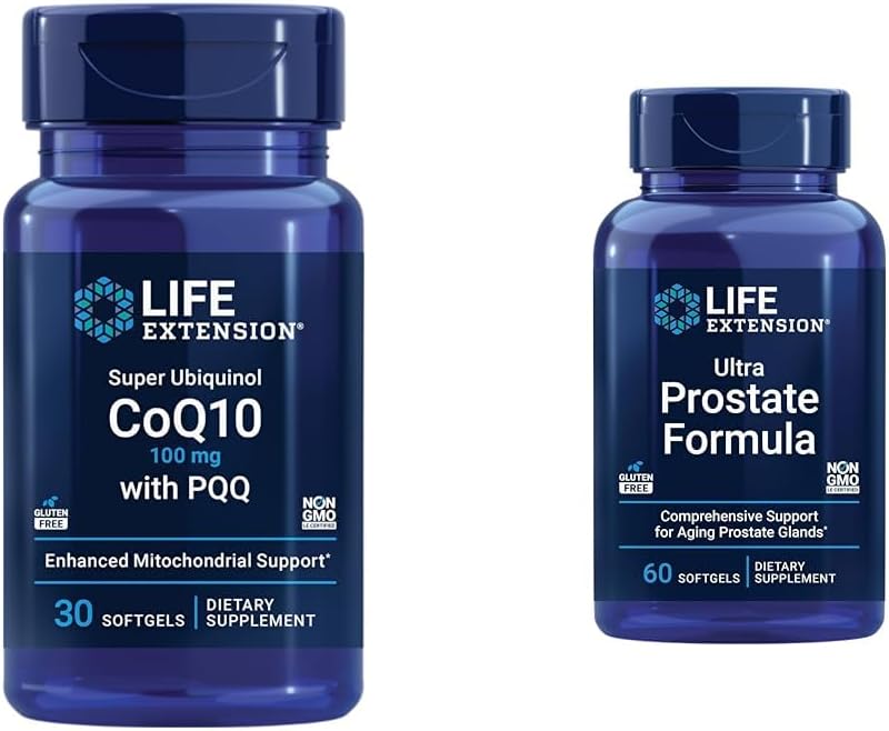Ekstensi Hidup Super Ubiquinol CoQ10 dengan PQQ, CoQ10, PQQ & Ultra Prostate Formula, Saw Palmetto for Men, pygeum