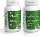 NatureCity Joint Dukung Bundle 124; True- Aloe Dibuat dengan Organic AloeVera, 120 Capsules + True- Curcumin dengan 500mg dari Absorbable BCM-95 Curcumin + Turmeric Essules Oil, 30 Capsules
