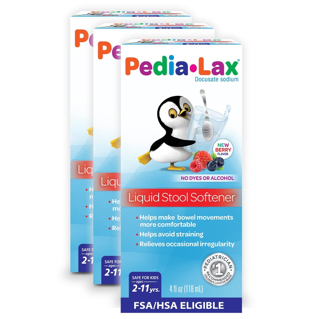 Pedia- Lax Cair Softener untuk Anak-anak, Ages 2-11, Berry Flavor, 4 Fl Oz (Kemasan 3) Kemasan mungkin bervariasi