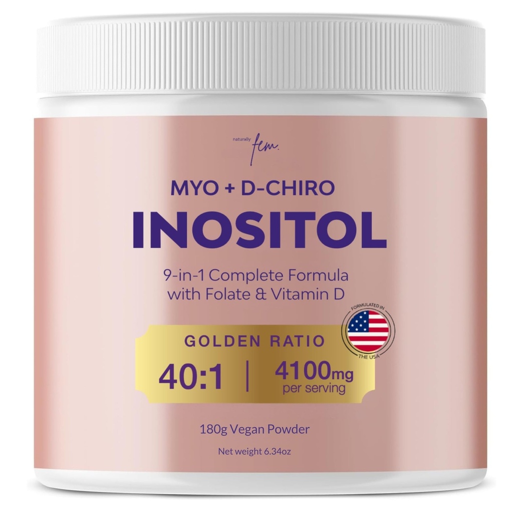 QSTA Myo- Inositol & D-Chiro Inositol Suplemen Perempuan 4100mg (40: 1 Rasio) - 9-in- 1 Hormonal & Metabolic Dukungan dengan PCOS Multivitamin. Inositol Powder Suplemen untuk keseimbangan Hormone