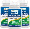 Terbaik Acetyl L- Carnitine (ALCAR) 500mg, 120 Capsules, 120 Servings - Non-GMO dan Gluten Bebas, 1 Capsule per Serving (3 Pack)