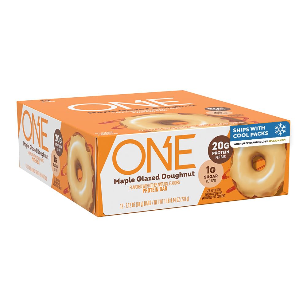 Satu Protein Bars, Maple Glazed Doughnut, Gluten Free dengan 20g Protein dan 1g Sugar, Staples Pantry, 2.12 oz (12 Count)