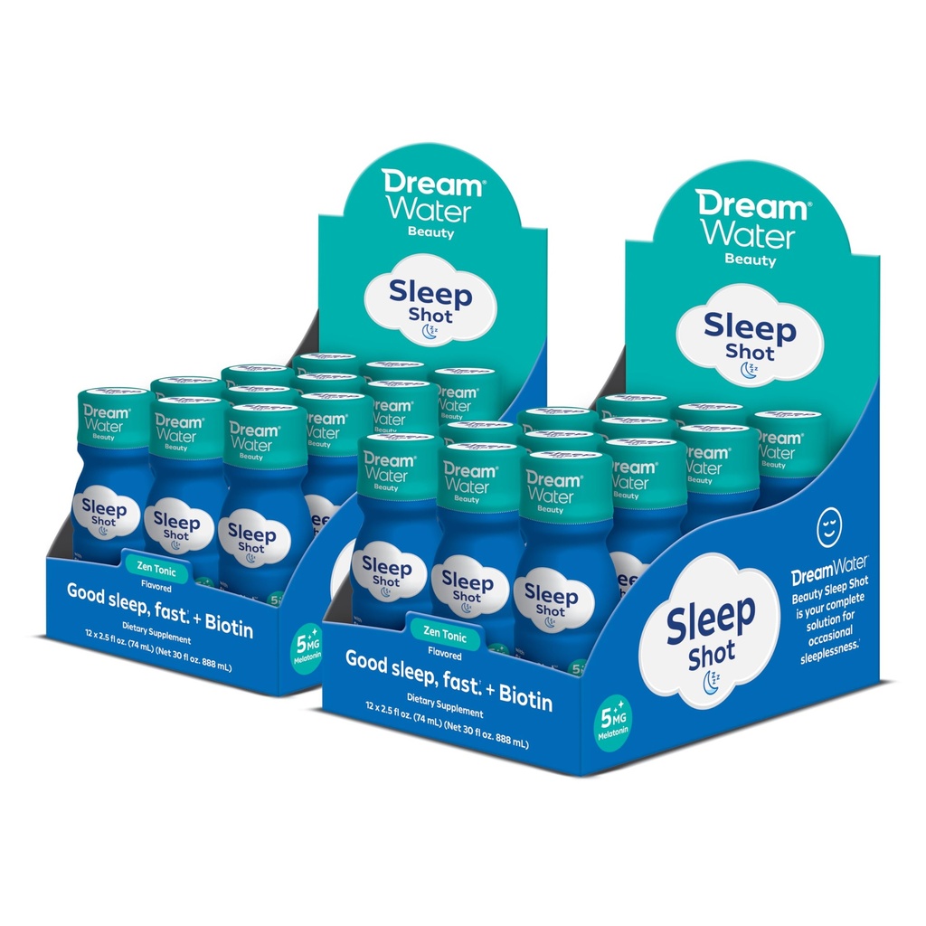 Dream Water Beauty Sleep Aid Drindment; Melonalin 5mg, GABA, 5- HTP, Plus Biotin untuk Heally Skin, Rambut dan Nails; 2,5 oz Liquid Sleting, Zen Tonic 24- Count